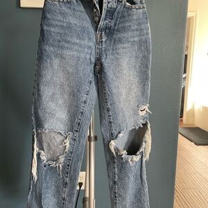 Pacific Sunwear High Rise Distressed Blue Jeans
